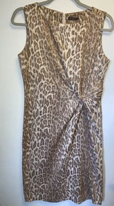 J. MCLAUGHLIN LYNDA SHEATH DRESS Faux Suede Sleeveless Tan Cream Small Animal - Picture 1 of 8