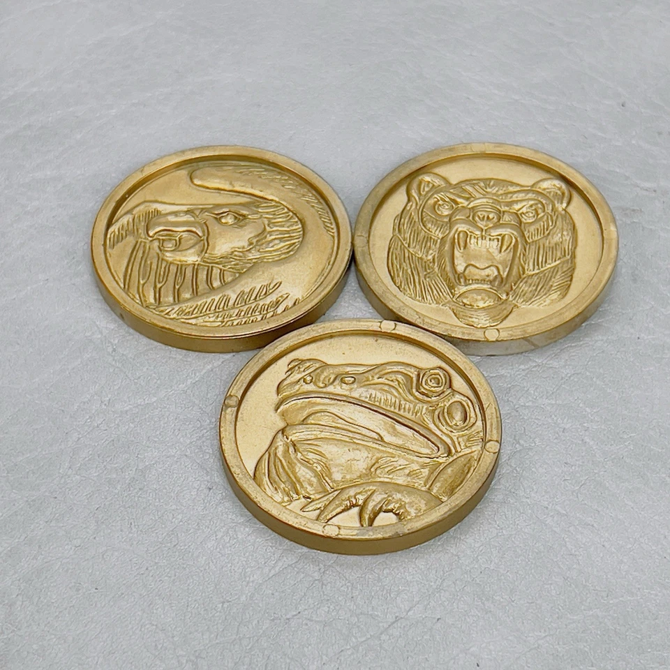 Vintage Mighty Morphin Power Rangers Wolf Frog Bear Bird Coin Lot Set Rare 1995 - Image 1 of 4