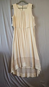 Chico's Kleid Damen 2 creme ärmellos Häkel Spitzenbesatz hoher niedriger Saum Boho - Bild 1 von 8