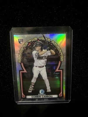 CORBIN CARROLL ROOKIE CARD 2023 Arizona Baseball RC BOWMAN CHROME ROY FAVORITES! - Image 1 of 2