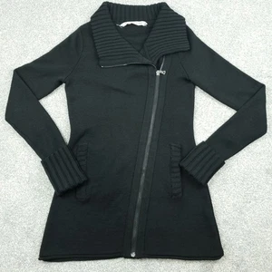 Athleta Chill Factor Pullover Jacke schwarz asymmetrischer Reißverschluss Wollmischung Gr. XXS - Bild 1 von 10