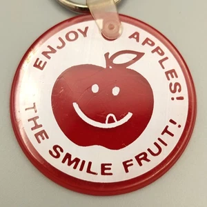 Enjoy Apples The Smile Fruit Vintage Keychain Red Smiling Apple Collectible - Picture 1 of 4