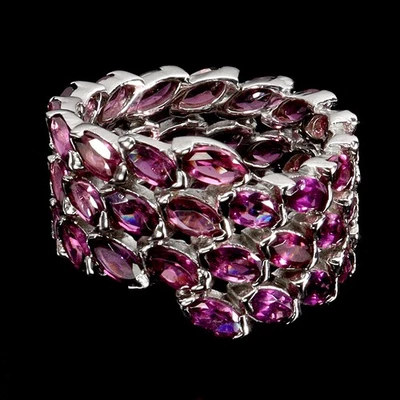 Anillo de plata de ley 925 marquesa rodolita granate 5x2,5 mm joyas de piedras preciosas Foto 1 de 4
