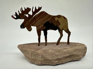 Piccolo alce laser art su base arenaria 3,5 x 2,5" pollici design sud-occidentale ottime condizioni - Foto 1 di 8