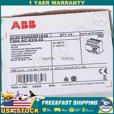 1PCS NEW ABB F204 AC-63/0.03 Residual Current Circuit Breaker US Free TAX - Image 1 of 4
