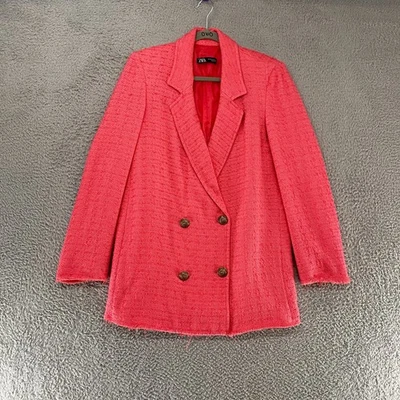 Zara Blazer женщин XS твидовая бахрома букл негабаритный офис Barbie Elle Woods - Изображение 1 из 4