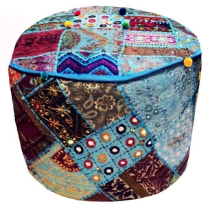 24" ETHNIC BANJARA FURNITURE OTTOMAN BENCH FOOTSTOOL POUF COVER GIFT FOR HER - Picture 1 of 12