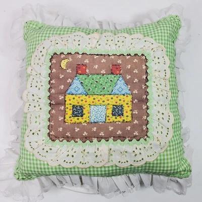 "Almohada de retazos vintage 12"" estilo acolchado Cottagecore hecha a mano" Foto 1 de 4