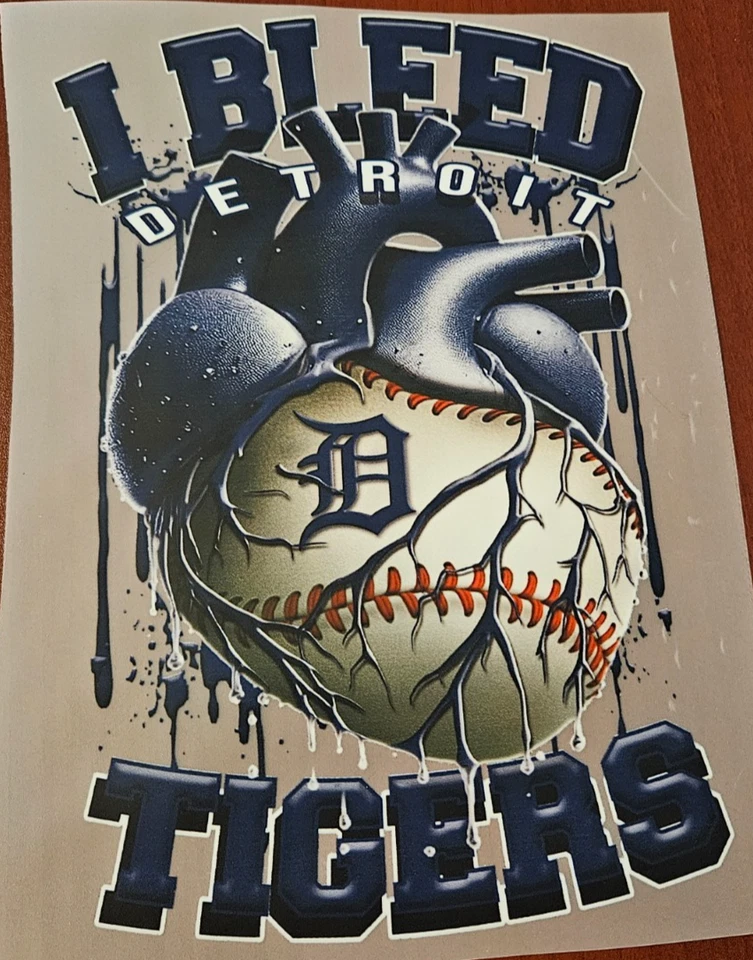 Detroit Tigers Colorful 8" DTF Heat Transfer Iron On FREE Shipping (C3/1) - Image 1 of 1