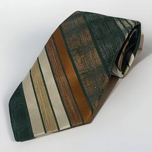 Wemblon Wembley Men's Neck Tie Green Brown Striped 1970s 1960s Vintage - Picture 1 of 4