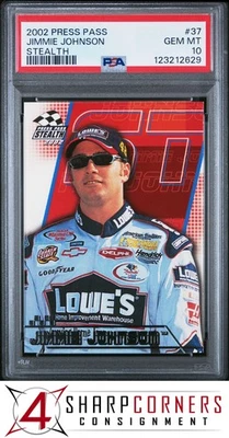 2002 PRESS PASS STEALTH #37 JIMMIE JOHNSON HOF POP 1 PSA 10 - Image 1 of 3