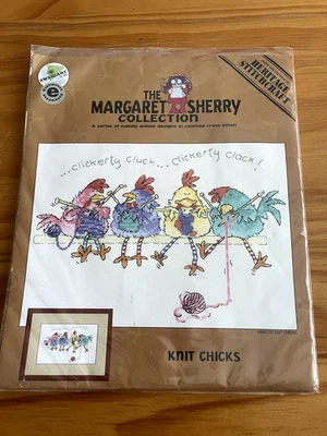 Cross Stitch Kit - Margaret Sherry Collection - 'Knit Chicks' - Image 1 of 2