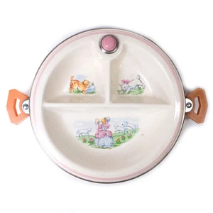 Vintage Childs Bo Peep Insulated Warmer Divided Serving Bowl Bakelite Handles 8" - Picture 1 of 7