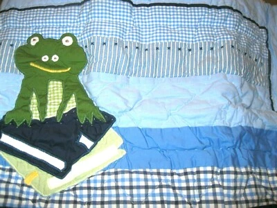 2 almohadas acolchadas Pottery Barn Kids Morgan Frog estándar azul claro niño nuevas en paquete Foto 1 de 2