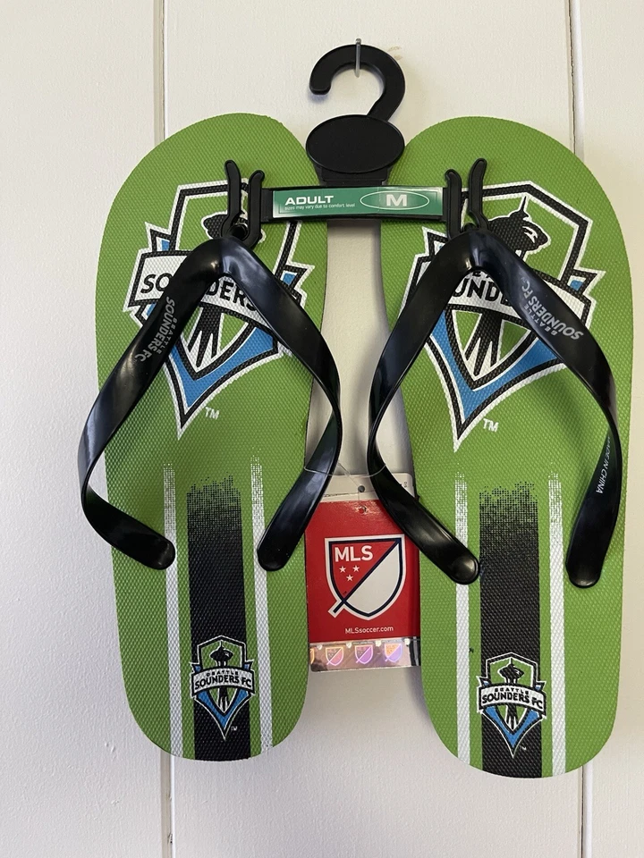 Sandalias chanclas Seattle Sounders FC logotipo grande para mujer adulto medianas Foto 1 de 3