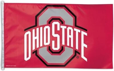 NEW WinCraft NCAA Ohio State Buckeyes Deluxe Logo Fabric Flag 3' x 5' w Grommets - Image 1 of 4