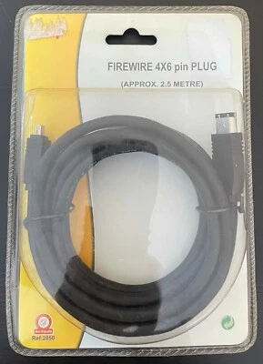 FireWire 4x6 pin Plug | approximately 2.5m | black | pack of 2 - Image 1 of 3