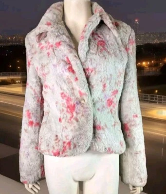 Chaqueta floral de piel sintética Brandon Thoimas para mujer M Shabby Chic gris  Foto 1 de 4