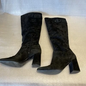 Naturalizer Tall Boots Black Velvet Size 7.5 M - Picture 1 of 11