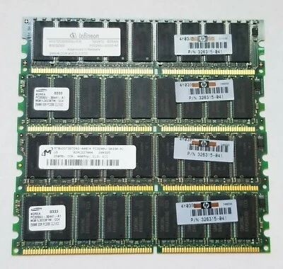 Mixed Brands of DDR 256MB 400Mhz CL3 ECC Modules (1GB total) - Image 1 of 2