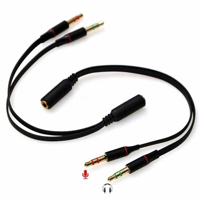 2x Mic/Headphone 3.5mm Plug 2To1 Jack Joiner Cable Combiner For Laptop Desktop - Image 1 of 4