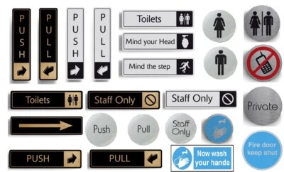 MILETA Push Pull Toilets Staff Only Ladies Gents Arrow Metal Door Sign Aluminium Signs