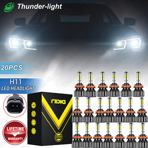 20x H11 H8 H9 LED Headlight Kit High Low Beam Bulbs Super Bright 6500K White - Picture 1 of 11