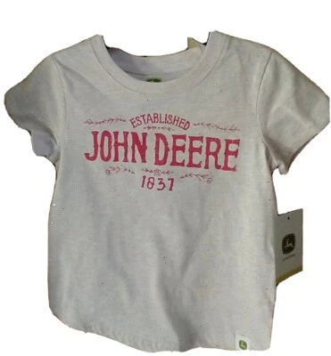 NEW John Deere Pink Glitter Sparkle Long Sleeve Logo 1837 T-Shirt Sizes 6X - Image 1 of 4