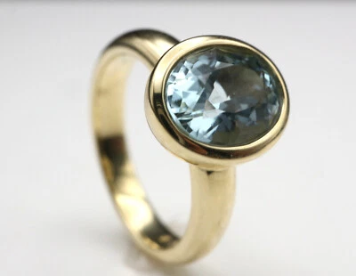 GOLDJUNGE69 * FACETTENREICH RING (16) SANTA MARIA AQUAMARIN AAAA BRASIL 585er GE - Bild 1 von 4