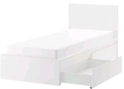 letto singolo Contenitore Bianco Ikea. 209× 100  2 cassetti, doghe in legno. - Immagine 1 di 4
