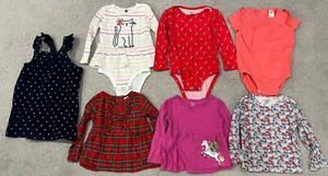 Girls 18-24/24M Lot Of 7 Shirts/One Pieces Baby Toddler Carters - Picture 1 of 6