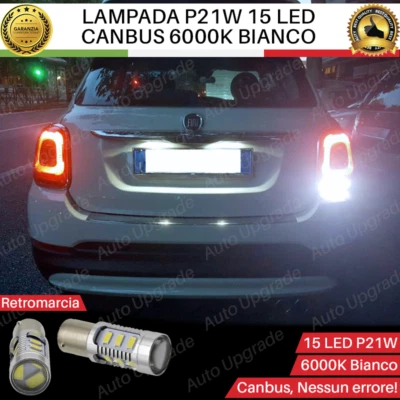 LAMPADA RETROMARCIA 15 LED P21W BA15S CANBUS PER FIAT 500X FINO AL 2016 6000K - Immagine 1 di 4