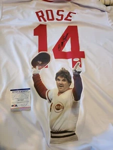 PETE ROSE SIGNED REDS JERSEY- ROSE ARTWORK-PSA - Picture 1 of 13