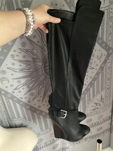 Colin Stuart Over the Knee Wedge Black Boots Size 7 - Picture 1 of 11