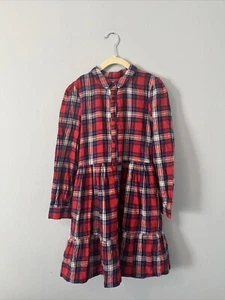 Mini Boden Girl's Plaid Holiday Warm Cozy Lined Long Sleeve Dress - 9-10 - Picture 1 of 10