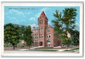 c1910's High School Building Arkansas City Kansas KS Unposted Antique Postcard - Picture 1 of 2