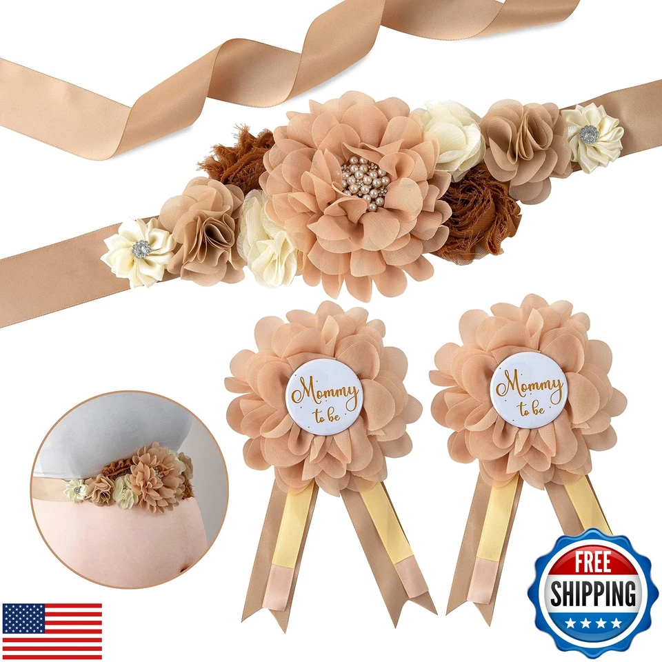 Kit de Faja de Maternidad Vemonllas Mamá para Ser Papá para Ser Ramilletes Prendedores Baby Shower D Foto 1 de 1