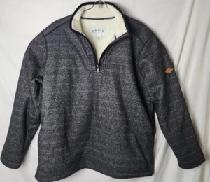 Orvis Men XL Sherpa Lined 1/4 Zip Grey Black Fleece Knit Sweater - Picture 1 of 5