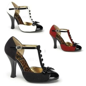ZAPATOS DE TACÓN ALTO T BARRA 4" PLAASER SMITTEN 10 PIN UP AÑOS 50 AÑOS 60 RETRO DE COLECCIÓN - Imagen 1 de 9