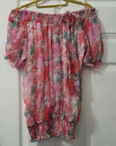 Hermosa blusa para mujer multifloral vacaciones de verano talla 10 por Just Fab  - Imagen 1 de 12