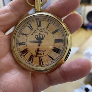 Brass Watch Nautical Vintage Maritime Victoria Fob 1875 Pocket Watch With Case - Picture 1 of 7