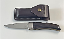 Gerber 10008 Hunter III Folding Knife Ebony Wood Sheath Sakai Japan 1980's
