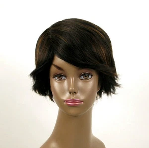 perruque afro femme 100% cheveux naturel méchée noir/cuivré WHIT 02/1b30 - Picture 1 of 9