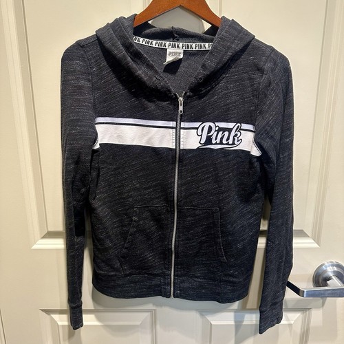 UNDERCOVER Felpa con cappuccio e zip intera Victoria's Secret ROSA perfetta nera marna taglia media