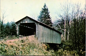 Postcard Washington County Ohio Shinn Historic Covered Bridge Wolf Creek Vintage - Picture 1 of 2