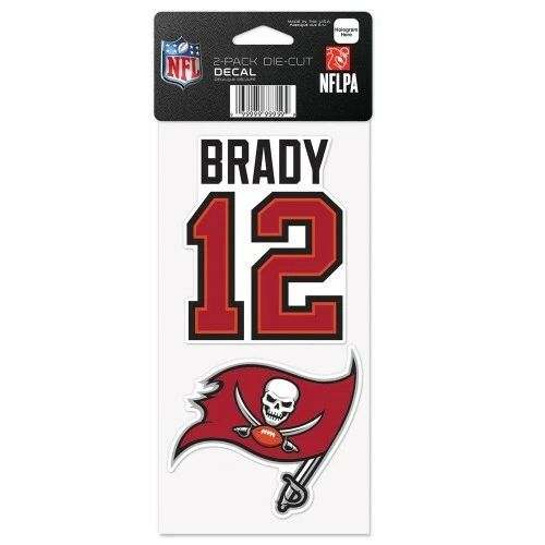 BUCANEROS TOM BRADY TAMPA BAY 4"X8" 2 PIEZAS. HOJA DE CALCOMANÍAS CORTE PERFECTO CON LICENCIA NFL Foto 1 de 1