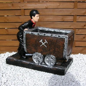 Bergarbeiter Lore Kohle Ruhrpott Ruhrgebiet Blumenkübel Figur Statue Zeche Deko - Bild 1 von 3