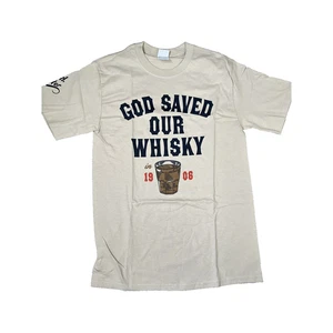 JH Cutter Whisky Vintage Shirt Logo "God Saved Our Whisky In 1906" Men's Sz S - Picture 1 of 7