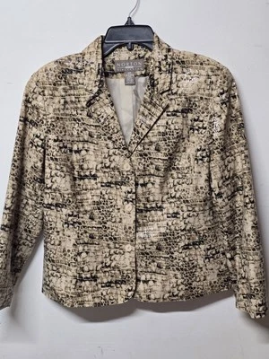 NORTON MCNAUGHTON Jacket Women’s 14 Petites Brown/Black Snakeskin Print Dressy - Image 1 of 4