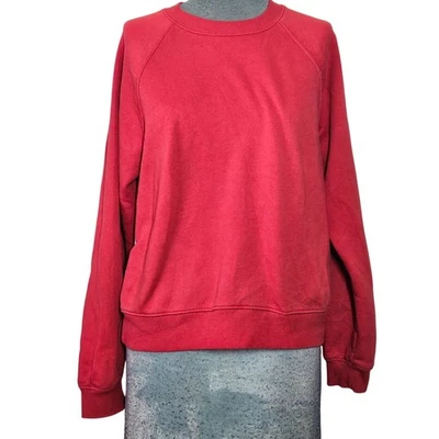 Sudadera roja de mezcla de algodón cuello redondo talla pequeña  Foto 1 de 4